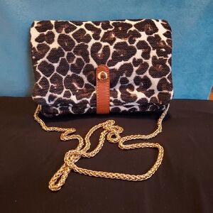 Street Level Leopard Print Crossbody with Gold Chain  MAKE AN OFFER!